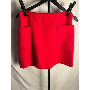 Express Red Mini Skirt Size 8 – Front Pocket A-Line Chic Solid Vibrant Color